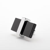 Sietto Adjustable 2 Inch Long Rectangular Cabinet Knob with Black Glass Polished Chrome
