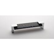 Sietto Affinity 5-5/8 Inch Center to Center Handle Cabinet Pull with Slate Gray Glass Polished Chrome