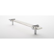 Sietto 9 Inch Long Handle Cabinet Pull with Clear Glass and Adjustable Center to Center Polished Chrome
