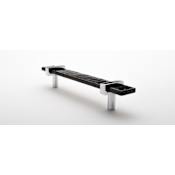 Sietto 7 Inch Long Handle Cabinet Pull with Black Glass and Adjustable Center to Center Polished Chrome