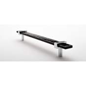 Sietto 9 Inch Long Handle Cabinet Pull with Black Glass and Adjustable Center to Center Polished Chrome