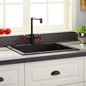 Signature Hardware Holcomb 22" Drop In Single Basin Granite Composite Kitchen Sink Black