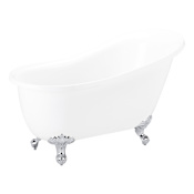 Signature Hardware Ultra 51" Acrylic Soaking Clawfoot Tub with External Drain and Overflow White / Chrome