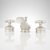 Signature Hardware Shannon Widespread Bathroom Faucet with Metal Cross Handles and Pop-Up Drain Assembly Brushed Nickel