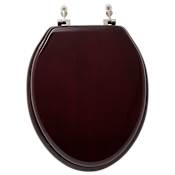 Signature Hardware Luxury Mahogany Oak Elongated Closed-Front Toilet Seat Mahogany / Brushed Nickel