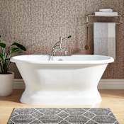 Signature Hardware Henley 60" Cast Iron Soaking Freestanding Tub with Tap Deck and 7" Faucet Holes - Less External Drain and Overflow White