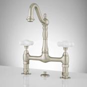 Signature Hardware 1.2 GPM Bridge Bathroom Faucet with Pop-Up Drain Assembly Brushed Nickel