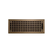 Signature Hardware Mission Brass Floor Register - 4" X 12" (5-1/8" X 13-1/4" Overall) Antique Brass