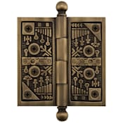 Signature Hardware Countryside 4" x 4" Solid Brass Plain Bearing Square Corner Door Hinge - Single Hinge Antique Brass