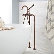 Signature Hardware Sebastian Freestanding Floor Mounted Tub Filler with Cross Handles - 29-1/2" Spout Height - Includes Hand Shower and Valve Oil Rubbed Bronze