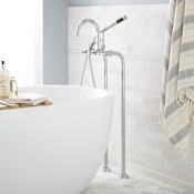 Signature Hardware Sebastian Freestanding Floor Mounted Tub Filler with Lever Handles - 35-1/2" Spout Height - - Includes Hand Shower and Valve Chrome