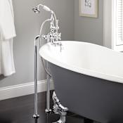 Signature Hardware 37-1/2" Nottingham Floor Mounted Tub Filler Faucet - Includes Hand Shower, Valve Included Chrome
