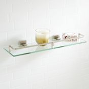 Signature Hardware Albury 20" Tempered Glass Bathroom Shelf Brushed Nickel