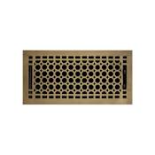 Signature Hardware Honeycomb Brass Floor Register - 6" x 12" (6-5/8" x 13-1/4" Overall) Antique Brass
