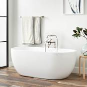 Signature Hardware Boyce 65" Acrylic Soaking Freestanding Tub with Integrated Drain, Overflow and 7" Rim Holes White