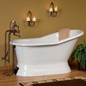 Signature Hardware Socorro 60" Cast Iron Soaking Freestanding Tub with Rolled Rim - Less External Drain and Overflow and Faucet Holes White