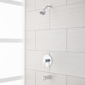Signature Hardware Rotunda Pressure Balanced Tub and Shower Package with Single Function Shower Head - Rough-In Valve Included Chrome