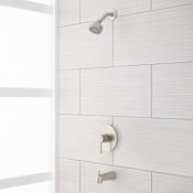 Signature Hardware Rotunda Pressure Balanced Tub and Shower Package with Single Function Shower Head - Rough-In Valve Included Satin Nickel