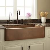 Signature Hardware Raina 36" Farmhouse Single Basin Copper Kitchen Sink Copper