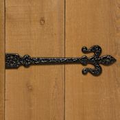 Signature Hardware Fleur de Lis 15-3/4" x 4-1/8" Iron Dummy Strap Hinge - Single Hinge Black