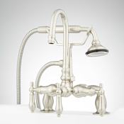 Signature Hardware Allister Deck Mounted Tub Filler Faucet with Metal Lever Handles- Includes Telephone Style Hand Shower Brushed Nickel
