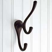 Signature Hardware 1-3/8 Inch Wide Triple Coat and Hat Hook Bronze Patina