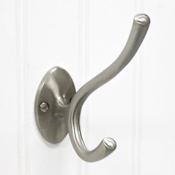Signature Hardware 1-3/8 Inch Wide Double Coat and Hat Hook Brushed Nickel