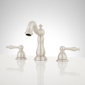 Signature Hardware Enid 1.2 GPM Widespread Bathroom Faucet with Drain Assembly Brushed Nickel