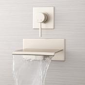 Signature Hardware Lavelle 6-1/2" Waterfall Wall Mounted Tub Filler with Metal Lever Handle - Valve Included Brushed Nickel