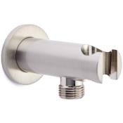 Signature Hardware Cylindrical Water Supply Elbow with Hand Shower Holder Brushed Nickel