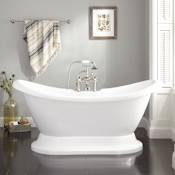 Signature Hardware Rosalind 63" Acrylic Soaking Pedestal Tub with Tap Deck - Less External Drain and Overflow White