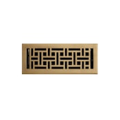 Signature Hardware Wicker Style Brass Floor Register - 4" x 10" (5-1/8" x 11-3/8" Overall) Antique Brass