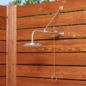 Signature Hardware Stainless Steel Outdoor Shower Trim with Single Function Shower Head and Pull Chain Stainless Steel