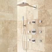 Signature Hardware Arin Thermostatic Shower System with Rainfall Shower Head, Hand Shower and 6 Body Sprays - Rough-In Included Brushed Nickel