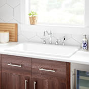 Signature Hardware Frattina 36" Drop In Single Basin Cast Iron Kitchen Sink with 4 Faucet Holes White