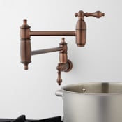 Signature Hardware Augusta 1.8 GPM Double Handle Wall Mounted Pot Filler Antique Copper