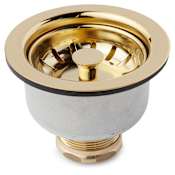Signature Hardware 3-1/2" Basket Strainer with Sink Flange for Sinks up to 1" Thick - Set of Two Polished Brass