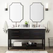Signature Hardware Robertson 60" Freestanding Mahogany Double Basin Vanity Cabinet - Cabinet Only - Less Vanity Top Black