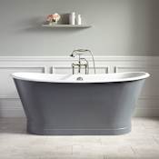 Signature Hardware Kateryn 67" Cast Iron Soaking Freestanding Tub - Less External Drain and Overflow Dark Gray