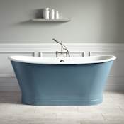 Signature Hardware Kateryn 67" Cast Iron Soaking Freestanding Tub - Less External Drain and Overflow Slate Blue