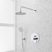Signature Hardware Lattimore Pressure Balanced Shower System with Rainfall Shower Head and Hand Shower - Rough-In Valve Included Chrome