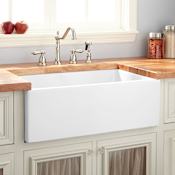Signature Hardware Mitzy 30" Farmhouse Single Basin Fireclay Kitchen Sink with Smooth Apron White