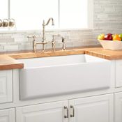 Signature Hardware Grigham 33" Farmhouse Single Basin Fireclay Kitchen Sink White