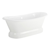 Signature Hardware Frayser 71" Freestanding Cast Iron Soaking Tub with Rolled Rim -Less External Drain and Overflow and Faucet Holes White