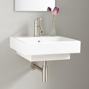Signature Hardware Stoddert 19" Porcelain Wall-Mounted Bathroom Sink with Single Faucet Hole and Overflow White