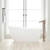Signature Hardware Sheba 66" Freestanding Solid Surface Tub with Integrated Drain and Overflow White