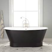 Signature Hardware Kateryn 67" Cast Iron Soaking Freestanding Tub - Less External Drain and Overflow Black