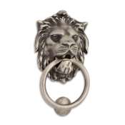 Signature Hardware 9-3/4" x 5-1/8" Large Iron Lion Door Knocker Antique Pewter