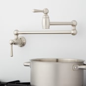 Signature Hardware Poncia 2.5 GPM Double Handle Wall Mounted Pot Filler Brushed Nickel