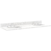 Signature Hardware 61" Marble Double Vanity Top with 8" Faucet Centers, Rectangular Sink and Backsplash Carrara Marble